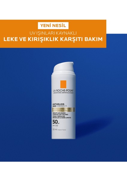 La Roche Posay Anthelios Age Correct Spf50 Renkli Kapatıcı Özelliğe Sahip Yüz Güneş Kremi 50 Ml