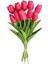 Yapay 8li Islak Lale Buketi Gerçek Doku Koyu Pembe 1
