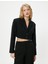 Crop Ceket Ters Kruvaze Yaka Düğme Kapamalı Slim Fit Zincir Detaylı 3