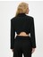 Crop Ceket Ters Kruvaze Yaka Düğme Kapamalı Slim Fit Zincir Detaylı 4
