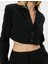 Crop Ceket Ters Kruvaze Yaka Düğme Kapamalı Slim Fit Zincir Detaylı 5