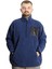 Büyük Beden Erkek Sweat Yarım Fermuarlı Garnili Polar 23552 Indigo 2