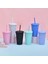 Bej 450ML 450ML Mat Hissedilen Kahve Fincanı Gıda Sınıfı Pp Plastik Macaron Öğrenci Fincanı Şeker Renk Su Bardağı 450ML Buzlu Plastik Pipetli Bardak (Yurt Dışından) 3