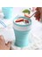 Mavi 100 ml Silikon Katlanır Kupa 60-350 ml Seyahat Kamp Arkadaşı Fincan Gıda Sınıfı Silikon Paslanmaz Çelik Çocuk Fincan Taşımak Için Okul Açık Kahve Handcup (Yurt Dışından) 3