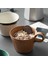 Retro Sarı 320 ml Stoneware Kahve Seti Paketi Ürünleri Set El Yapımı Japon Tarzı Retro Kahve Fincanı Seramik Kahvaltı Fincan Cappuccino Bardak (Yurt Dışından) 4