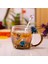 Mavi Kısa Spoo Emaye Kahve Çay Bardağı Kupa 3D Gül Kelebek Cam Bardak Düğün Hediyesi Çiçek Çay Bardağı Yüksek Dereceli Cam Drinkware Çift Kupa Re (Yurt Dışından) 2