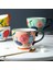 Yeşil 450 ml El-Boyalı Gül Çiçek Seramik Kupa Kolu Kupa Kız Sevimli Çay Bardağı Su Bardağı Kahvaltı Süt Kahve Fincanı Serin Tazas Arkadaş Için Hediye (Yurt Dışından) 3