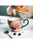 Yeşil 450 ml El-Boyalı Gül Çiçek Seramik Kupa Kolu Kupa Kız Sevimli Çay Bardağı Su Bardağı Kahvaltı Süt Kahve Fincanı Serin Tazas Arkadaş Için Hediye (Yurt Dışından) 4