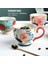 Yeşil 450 ml El-Boyalı Gül Çiçek Seramik Kupa Kolu Kupa Kız Sevimli Çay Bardağı Su Bardağı Kahvaltı Süt Kahve Fincanı Serin Tazas Arkadaş Için Hediye (Yurt Dışından) 5
