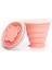 Pembe Silikon Katlanabilir Seyahat Fincan, 260 ml Açık Taşınabilir Katlanır Su Kapaklı Bardak Kordon Toz Geçirmez Damla Geçirmez Içme Kahve (Yurt Dışından) 2
