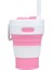 Pembe ve Beyaz 450ML 450ML Katlanır Bardak Geri Çekilebilir Bardak Silikon Taşınabilir Çay Fincanı Açık Seyahat Kahve Teleskopik Kapaklı ve Samanlı Içme Kupa (Yurt Dışından) 1
