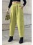 Kadın Yag Yeşili Yüksek Bel, Cepli, Beli Lastikli, Salaş Gabardin Pantolon 3