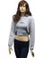 Kadın Spor Sweatshirt Askılı Atlet Büstiyer , Uzun Kollu Crop Set, Gri 1