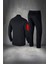 Büyük Beden Erkek Siyah Özel Supra Penye Kumaş Cep Detaylı Rahat Eşofman Seti (4XL- 10XL) 4
