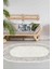 Dijital Salon Halısı Trend Keçe Kaymaz Taban Saçaklı Oval Modern Shelbi Bej 1