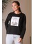 KIZ BASKILI SIFIR YAKA SİYAH KADIN SWEATSHİRT 28176-2K4 2
