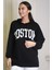 Uzun Kollu Siyah Kadın Sweatshirt 1220-2K4 1