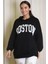 Uzun Kollu Siyah Kadın Sweatshirt 1220-2K4 4