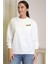 Uzun Kollu Ayıcık Baskılı Ekru Kadın Sweatshirt 1234-2K4 1