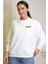 Uzun Kollu Ayıcık Baskılı Ekru Kadın Sweatshirt 1234-2K4 2