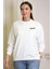 Uzun Kollu Ayıcık Baskılı Ekru Kadın Sweatshirt 1234-2K4 3