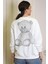 Uzun Kollu Ayıcık Baskılı Ekru Kadın Sweatshirt 1234-2K4 5