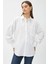 Oversize Cepli Pamuklu Beyaz Kadın Gömlek 3SAK60220PW 3
