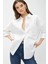 Oversize Cepli Pamuklu Beyaz Kadın Gömlek 3SAK60220PW 4