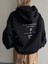 Kadın Siyah Calm Growth Baskılı Oversize Kapüşonlu Sweatshirt 1