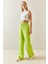 Neon Yeşili Bol Paça Keten Pantolon 3YXK5-46995-41 4