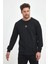 Siyah Erkek Supermagic Göğüs Basic Sweatshirt 2