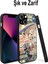 Apple iPhone 15 Pro ile Uyumlu Silikon Arkası Cam Kapak Kolaj Tasarımlı Cam Kılıf 4