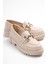 Oval Burunlu Metal Tokalı Trak Tabanlı Kadın Loafer 2