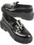 Oval Burunlu Metal Tokalı Trak Tabanlı Kadın Loafer 1