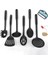 Siyah 6 Adet Naylon Mutfak Eşyaları Çok Fonksiyonlu Siyah Kürek Kaşık Çorba Kepçesi Spatula Seti Yapışmaz Mutfak Pişirme Araçları Gadget (Yurt Dışından) 1