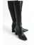 Kadın Uzun Çizme Suni Deri Siyah 6 cm Blok Topuk Fermuarlı Şık Tasarım 4