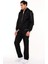 Siyah Erkek Yarım Balıkçı Yaka Tak Çıkar Kapüşonlu Micropoly Eşofman Takımı EDY2593S 1