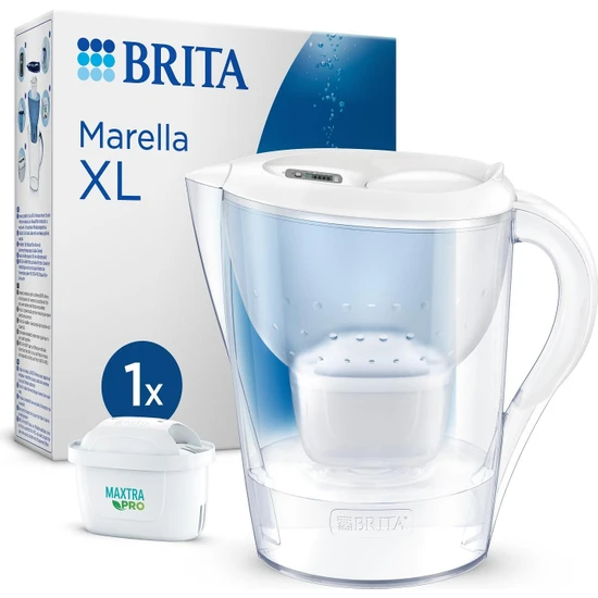 Brıta Marella XL ''Maxtra Pro All-İn-1 Filtreli'' Su Arıtma Sürahisi - Beyaz