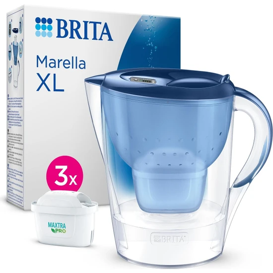 Brıta Marella Xl ''3 x Maxtra All-ın -1 Filtreli'' Su Arıtma Sürahisi – Mavi (3,5 L)