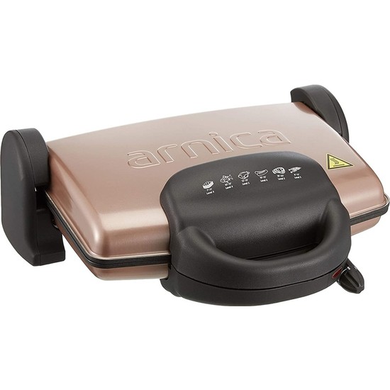 Arnica Ayvalık Tost Makinesi 1500 W Tek Yüz Yanmaz Yapışmaz Kaplama Rose Gold 6 Dilim Izgara