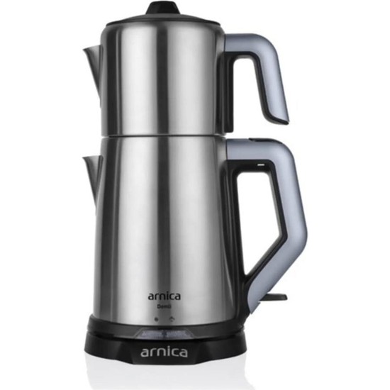 Arnica IH31050 Çay Makinesi – 1,7 L Su Isıtıcı ve 1,3 L Çelik Demlik, Gri, Hızlı Demleme ve Enerji Tasarruflu
