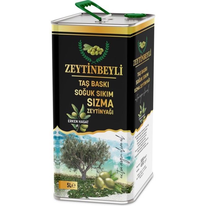 Zeytinbeyli Naturel Sızma Soğuk Sıkım Taş Baskı 5lt Zeytinyağı