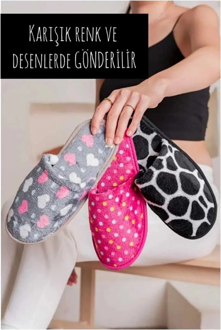 Berchill 5 Li Paket Ev Çeyiz Kışlık Ses Yapmaz Hafif Taban Taban 5'li Ev Terliği görsel 3