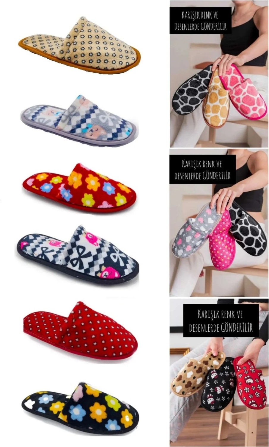 Berchill 5 Li Paket Ev Çeyiz Kışlık Ses Yapmaz Hafif Taban Taban 5'li Ev Terliği