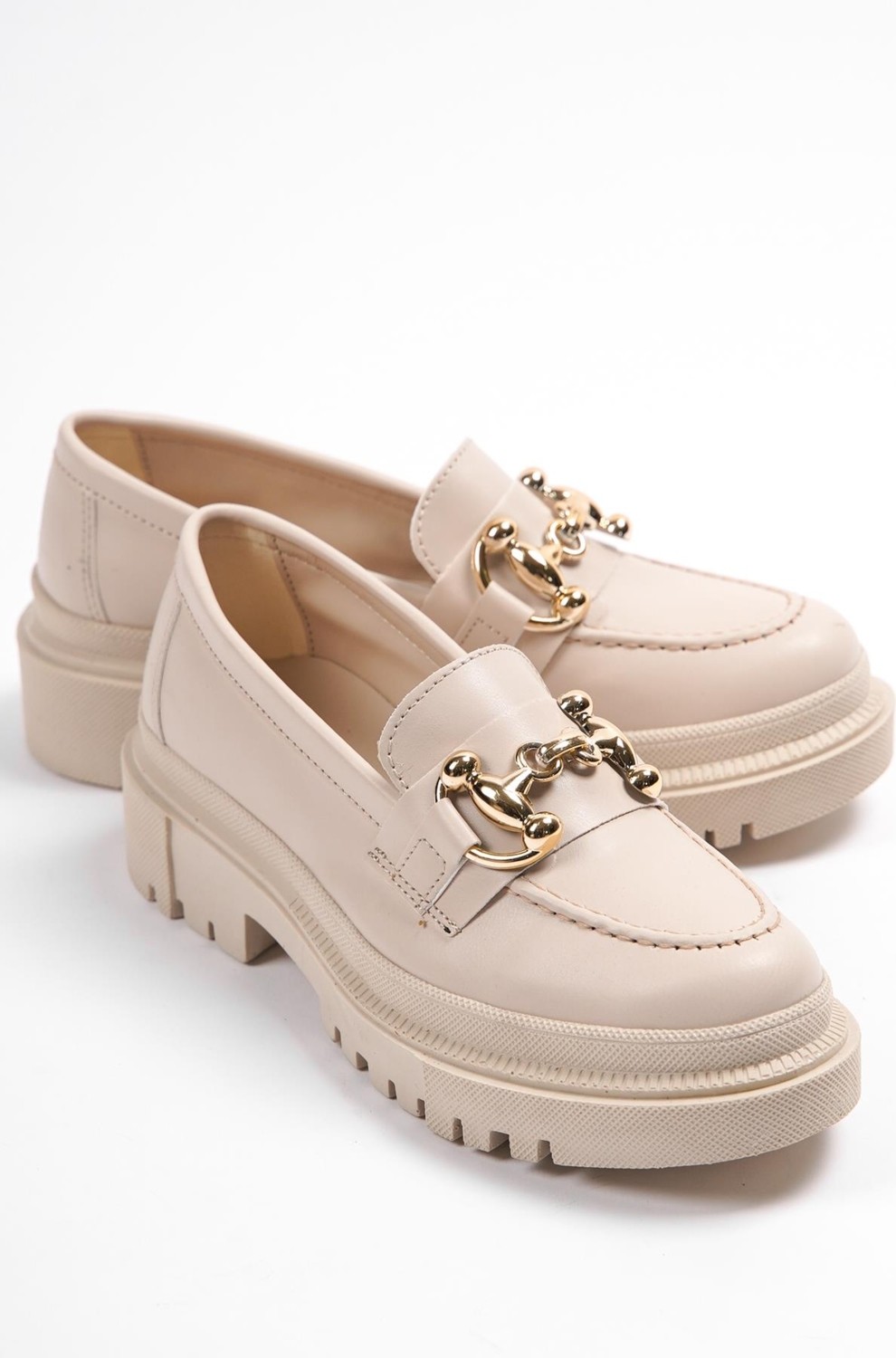 Capone Outfitters Denni Oval Burunlu Metal Tokalı Trak Tabanlı Kadın Loafer görsel 2