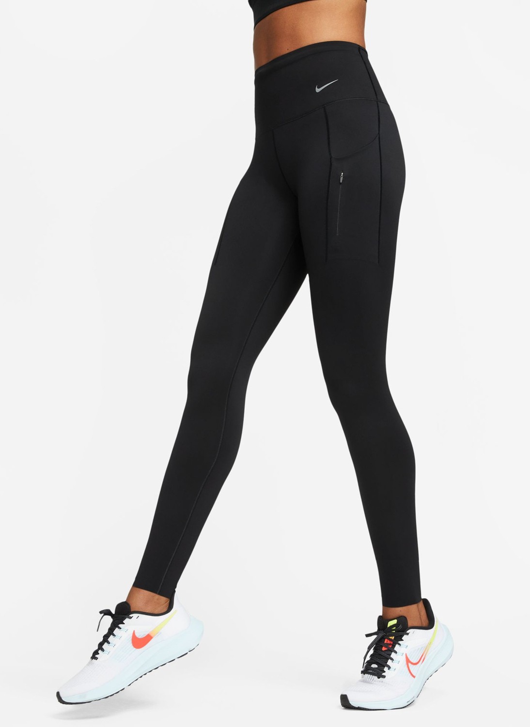 Nike Siyah - Gri - Gümüş Kadın Slim Fit Tayt DQ5668-010 W Nk Df Go Hr Tght