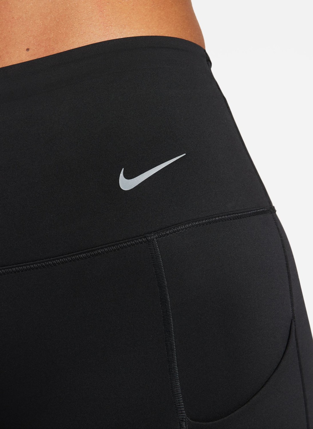Nike Siyah - Gri - Gümüş Kadın Slim Fit Tayt DQ5668-010 W Nk Df Go Hr Tght görsel 5