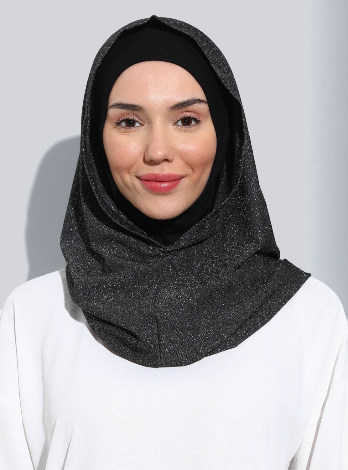 Ecardin Bone Ecardin ST300-SİMLİ Abiye Hijab 01 Siyah - Siyah -