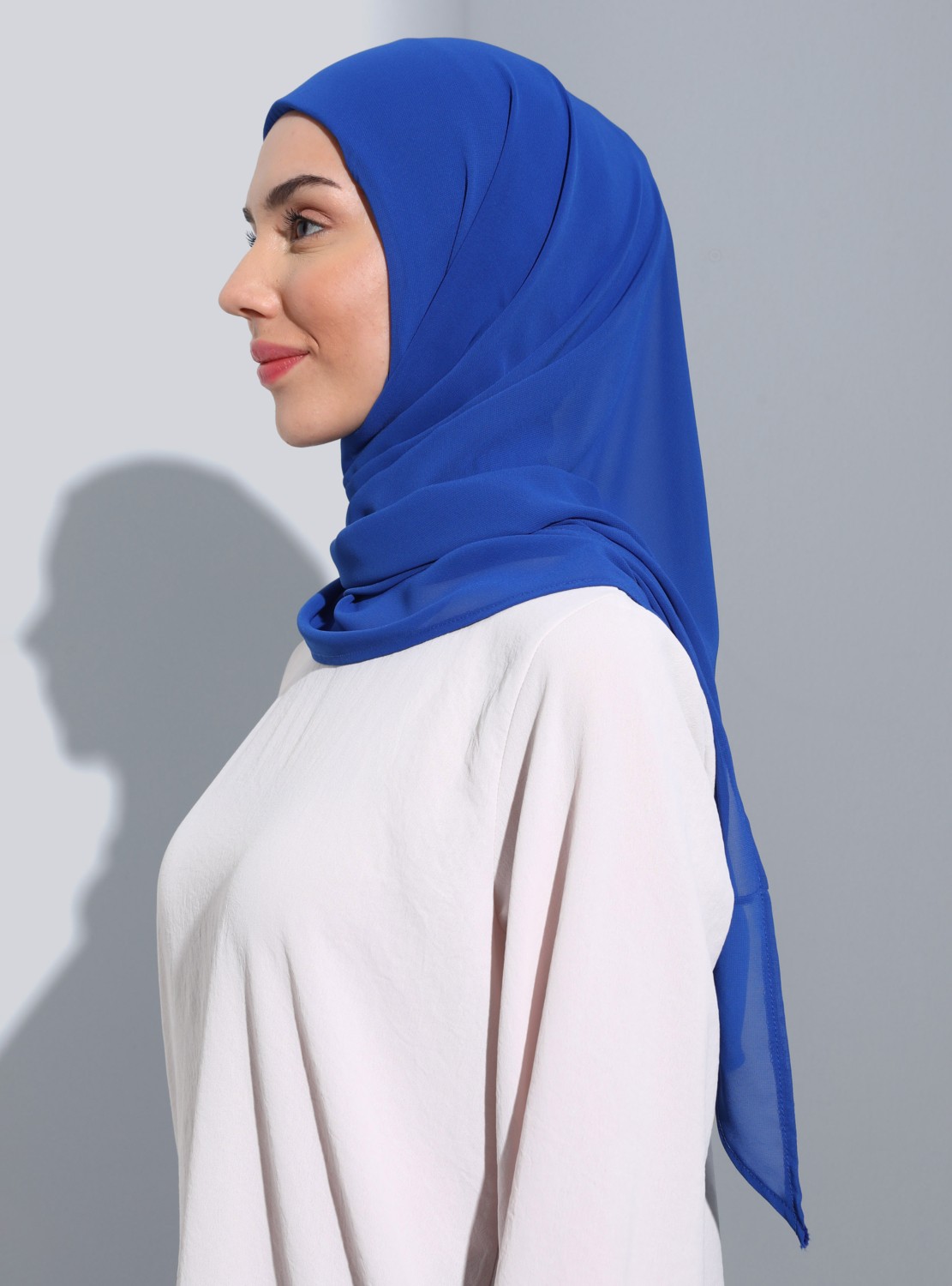 Ecardin Bone Ecardin ST111-HİJABLI Şifon Oval Eşarp 14 Saks - Saks Mavisi - görsel 3