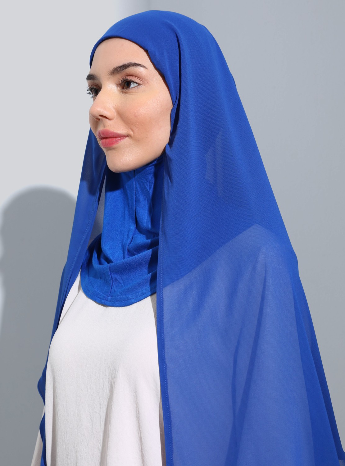 Ecardin Bone Ecardin ST111-HİJABLI Şifon Oval Eşarp 14 Saks - Saks Mavisi - görsel 4